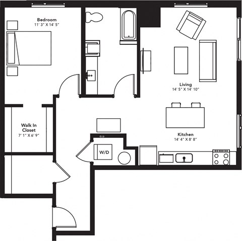 a floor plan of a house with a bedroom and a living room